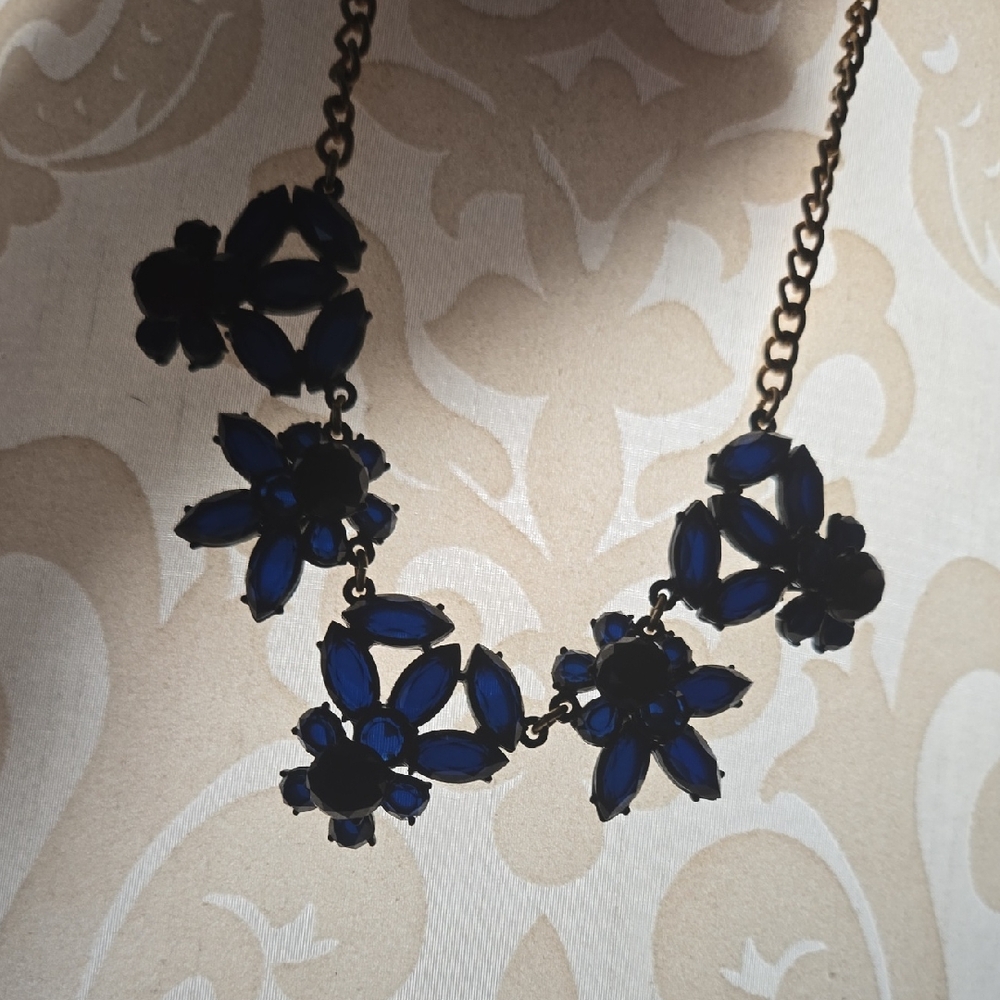 Vintage J. Crew Blue Gem Statement Necklace